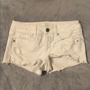 White jean shorts